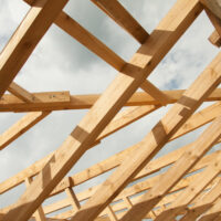 Roofing Construction. Wooden Roof Frame House Construction.